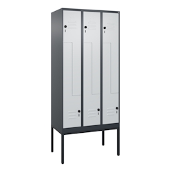 C+P Z-Spind Classic PLUS, Gestell, 6 Abteile, HxBxT 212x90x50cm, Sicherheitsdrehriegel, Anthrazit/Hellgrau von PROREGAL Image
