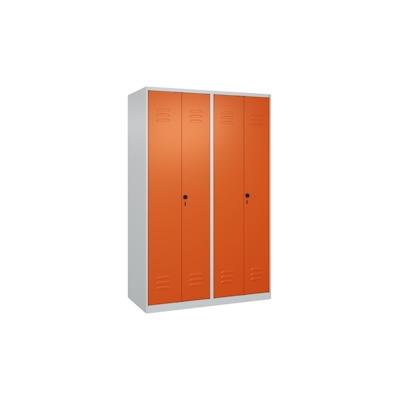 C+P Doppel-Spind Classic PLUS, 4 Abteile, HxBxT 185x120x50cm, Sicherheitsdrehriegel, Hellgrau/Reinorange von PROREGAL Image