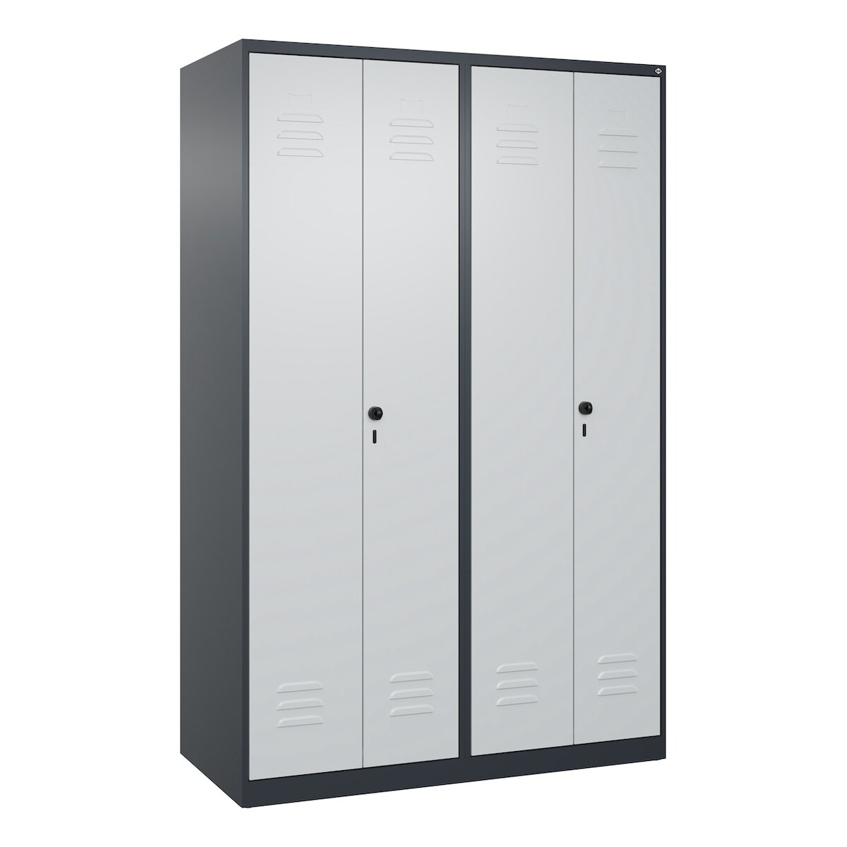 C+P Doppel-Spind Classic PLUS, 4 Abteile, HxBxT 185x120x50cm, Sicherheitsdrehriegel, Anthrazit/Hellgrau von PROREGAL Image