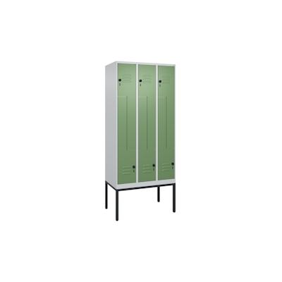 C+P Z-Spind Classic PLUS, Gestell, 6 Abteile, HxBxT 212x90x50cm, Sicherheitsdrehriegel, Hellgrau/Resedagrün von PROREGAL Image