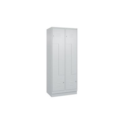 C+P Z-Spind Classic PLUS, Sockel, 4 Abteile, HxBxT 195x80x50cm, Zylinderschloss, Hellgrau/Hellgrau von PROREGAL Image