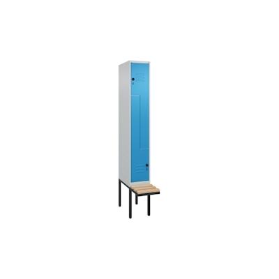 C+P Z-Spind Classic PLUS, schwebender Sitzbank aus Buche 2 Abteile, HxBxT 212x40x82cm, Zylinderschloss, Hellgrau/Resedagrün von PROREGAL Image