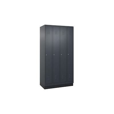 C+P Spind Classic PLUS, Sockel, 4 Abteile, HxBxT 195x100x50cm, Zylinderschloss, Anthrazit von PROREGAL Image