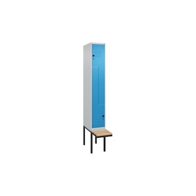 C+P Z-Spind Classic PLUS, Kunststoff untergebaute Sitzbank, 4 Abteile, HxBxT 212x60x82cm, Sicherheitsdrehriegel, Hellgrau/Anthrazit von PROREGAL Image