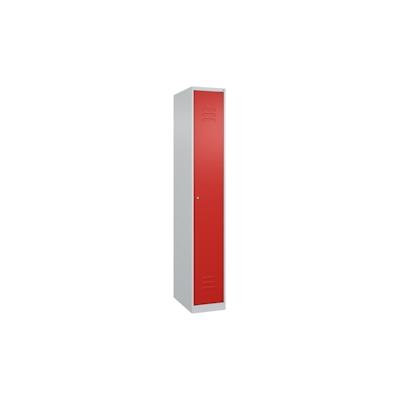 C+P Spind Classic PLUS, 1 Abteil, HxBxT 185x30x50cm, Zylinderschloss, Hellgrau/Rot von PROREGAL Image