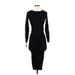 Zara Casual Dress - Midi Crew Neck 3/4 sleeves: Black Solid Dresses - Women's Size Small