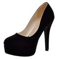 LUXMAX Womens Platform Stiletto High Heels Round Toe Dress Court Shoes Size 2.5UK,Black