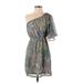 Susie Rose Casual Dress - Mini Open Neckline 3/4 sleeves: Green Dresses - Women's Size Small