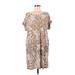 MTS Casual Dress - Shift Scoop Neck Short sleeves: Brown Dresses - Women's Size Medium