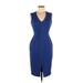 White House Black Market Casual Dress - Sheath V Neck Sleeveless: Blue Print Dresses - Women's Size 0