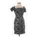 RACHEL Rachel Roy Casual Dress - Mini Square Short sleeves: Black Floral Dresses - Women's Size 0