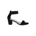 White Mountain Heels: Slip-on Chunky Heel Minimalist Black Print Shoes - Women's Size 9 1/2 - Open Toe