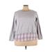 TWO by Vince Camuto Long Sleeve Top Gray Crew Neck Tops - Women's Size 3X