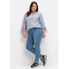 Jeansjeggings SHEEGO "Große Größen", Damen, Gr. 27, Kurzgrößen, blau (blau denim), Obermaterial: 37% Viskose, 34% Baumwolle, 27% Polyester, 2% Elasthan, unifarben, casual, lang, Jeans, Power-Stretch-Qualität