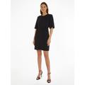 Midikleid CALVIN KLEIN "STRUCTURE TWLL MINI SHIFT DRESS" Gr. 44, N-Gr, schwarz (ck black) Damen Kleider Midikleider