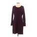 Calvin Klein Casual Dress - Sheath Scoop Neck Long sleeves: Burgundy Solid Dresses - Women's Size Small