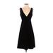 J.Crew Casual Dress - A-Line V-Neck Sleeveless: Black Solid Dresses - Women's Size 0