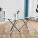 Orren Ellis Diletta Rectangular 71" L x 39" W Dining Table Glass/Metal in Gray | 30 H x 71 W x 39 D in | Wayfair C6A868CF6F794AA18367D45B0C8A432B