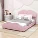 Winston Porter Noellie Platform Bed w/ Headboard & Footboard Wood & /Upholstered/Velvet in Pink/White/Black | 39 H x 56 W x 78 D in | Wayfair