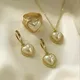 Ensemble de bijoux en perles pour femmes bague coeur coréen collier pendentif boucles d'oreilles