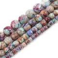 Perles d'Espacement en Pierre Naturelle Colorée Jaspe de Sédiments de Mer de Guérison de Haute