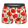 Caleçon à fleurs de pavot rouge culotte respirante sous-vêtement masculin Boxer aéré