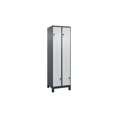 C+P Z-Spind Classic PLUS, Füßen, 4 Abteile, HxBxT 195x60x50cm, Sicherheitsdrehriegel, Anthrazit/Hellgrau von PROREGAL Image