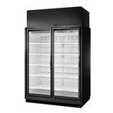 True TRM2M-BLK-WHT-1BLKRR-YY-4 65 1/2" 2 Section Supermarket Display Refrigerator, (2) Right Hinge Doors, Black, 208-240v | True Refrigeration