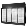 True TRM4L-BLK-WHT-1BLKLLLL-YY-4 126 1/2" Four Section Supermarket Display Freezer, (4) Left Hinge Doors, Black, 208-240v | True Refrigeration
