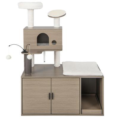 Costway 2-in-1 Modern Cat Tower with Litter Box En...