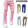 Streetwise Stretch Patch Jeans per uomo Bottom Baggy abbigliamento da uomo estate Solid New Fashion