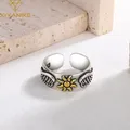 XIYANIKE Vintage Thai Silber Flügel Sonne Öffnen Cuff-Finger-Ringe Für Frauen Mädchen Mode Neue