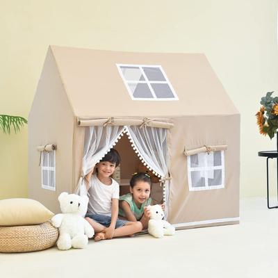 Natural Canvas Kids Large Playhouse with Windows for Indoor & Outdoor