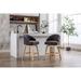 Charcoal Grey Barstools Set of 2 Kitchen Counter Height Chairs Linen Swivel Dining Chair with Nailhead Trim and Footrest