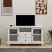 Modern Ultra White Glass TV Stand with Storage - Elegant Design, 2 Drawers, 2 Glass Doors, and Sturdy Construction