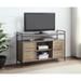 Baina Contemporary Style TV Stand, Rustic Oak & Black Finish, 52"L X 16"W X 33"H, Particle Board, Metal, Veneer
