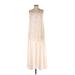 TOBI Casual Dress - A-Line Scoop Neck Sleeveless: Ivory Dresses - Women's Size Small