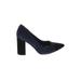 Tommy Hilfiger Heels: Slip-on Chunky Heel Cocktail Party Blue Solid Shoes - Women's Size 7 1/2 - Pointed Toe