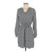 Ann Taylor LOFT Casual Dress - Shirtdress: Gray Print Dresses - Women's Size Small