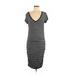 Athleta Casual Dress - Midi V-Neck Short sleeves: Black Print Dresses - Women's Size Medium