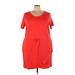 Kim Rogers Casual Dress - Mini Scoop Neck Short sleeves: Red Solid Dresses - Women's Size 3X