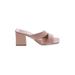 Vince Camuto Mule/Clog: Slip-on Chunky Heel Casual Pink Print Shoes - Women's Size 9 - Open Toe