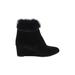 AQUATALIA Ankle Boots: Winter Boots Wedge Casual Black Print Shoes - Women's Size 8 - Almond Toe