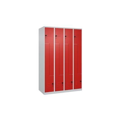 C+P Z-Spind Classic PLUS bodenstehend, 8 Abteile, HxBxT 185x120x50cm, Sicherheitsdrehriegel, Hellgrau/Rot von PROREGAL Image