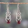 Passionate Twists,'Polished Natural Garnet Dangle Earrings from India'