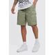 Mens Green Relaxed Elastic Waist Ripstop Cargo Short, Green