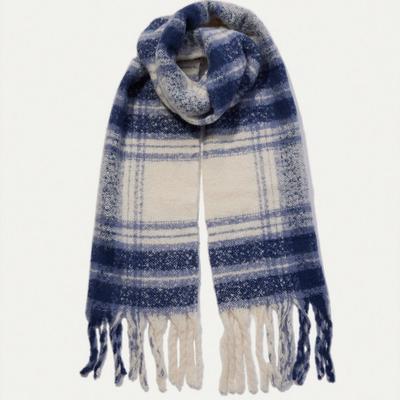 Lucky Brand Plaid Blanket Scarf - Women's Accessories Scarves Scarf Bandana in Navy Combo