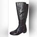 Nine West Shoes | Nine West Payton New $129 7 M Black Leather Elastic Fabric Riding Mid Calf Boots | Color: Black | Size: 7