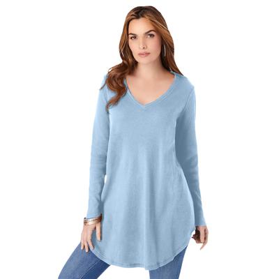 Plus Size Women's V-Neck Thermal Tunic by Roaman's...