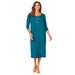 Plus Size Women's Knit T-Shirt Dress by Jessica London in Deep Teal (Size 28 W) Stretch Jersey 3/4 Sleeves